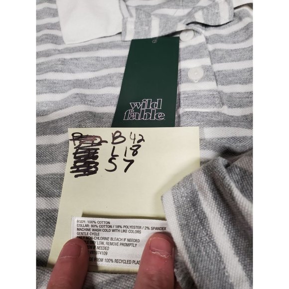 Womens Short Sleeve Boxy Cropped Polo T Shirt Wild Fable Gray Striped XL - Picture 6 of 9